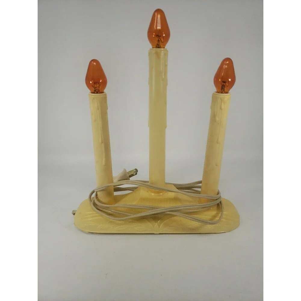 VTG GE Candolier Christmas Candle Sticks General Electric  3 Light Cool Bright